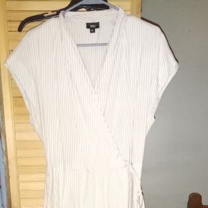 Striped faux wrap dress